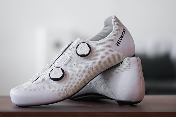 VELOKICKS Flow Knit White Cycling Shoes