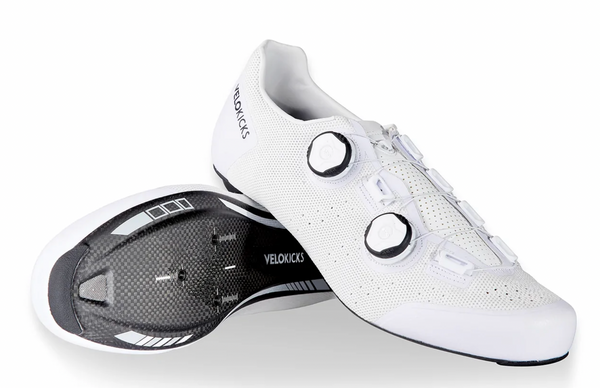 VELOKICKS Flow Knit White Cycling Shoes