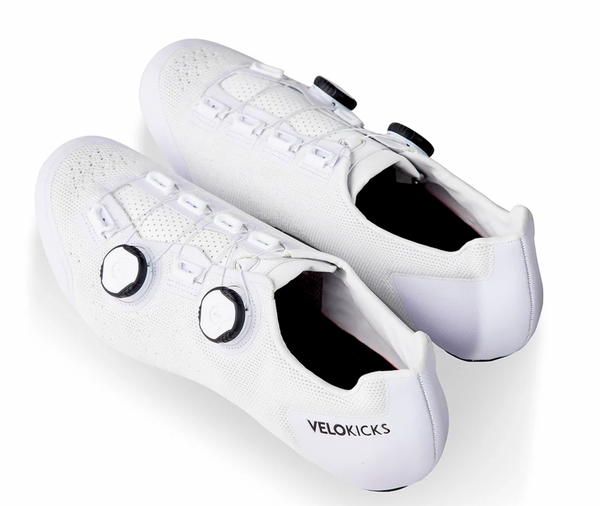 VELOKICKS Flow Knit White Cycling Shoes